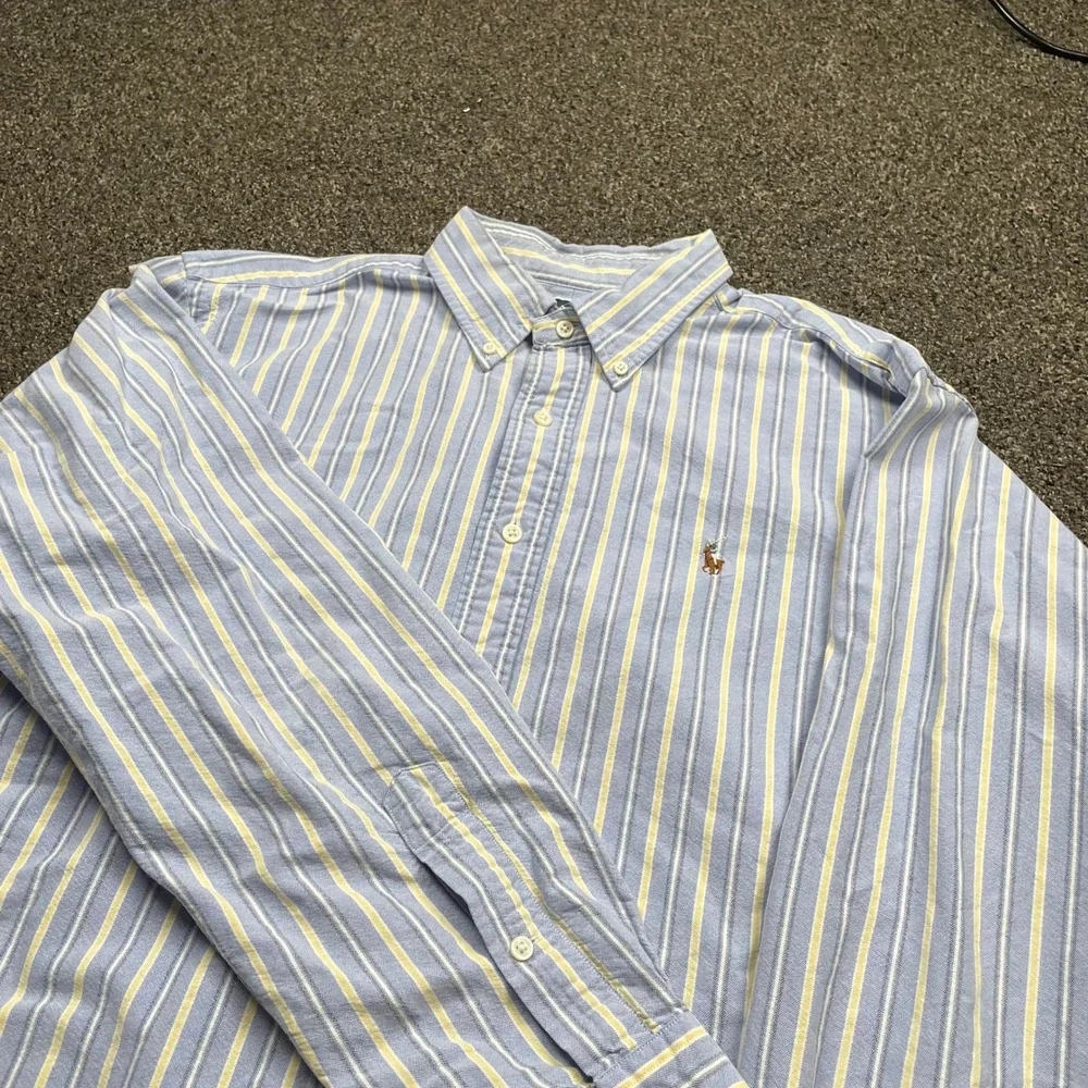 Polo Ralph Lauren Mens XL Classic Fit Striped Oxford Button Down Shirt Blue